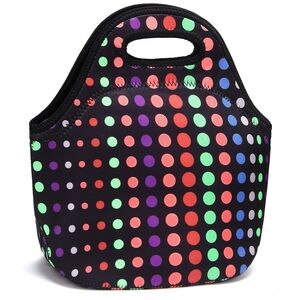 Neoprene Thermal Insulated Lunch Tote Bag Reusable Washable Cute Polkadot